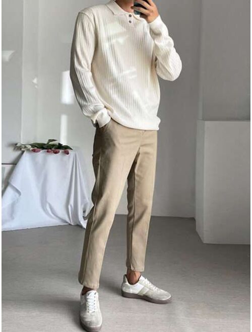 DAZY Men Polo Neck Ribbed Knit Sweater