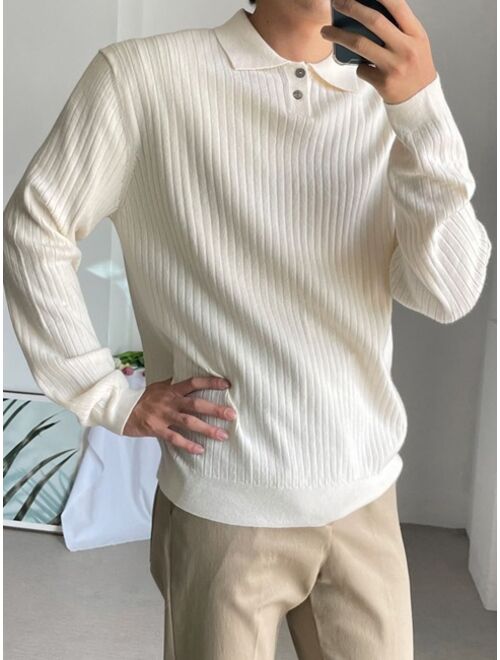 DAZY Men Polo Neck Ribbed Knit Sweater