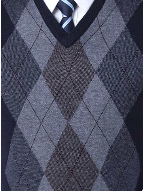 Men Argyle Pattern Sweater Vest Without Shirt