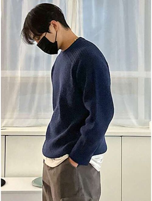 DAZY Men Solid Raglan Sleeve Sweater Without Tee