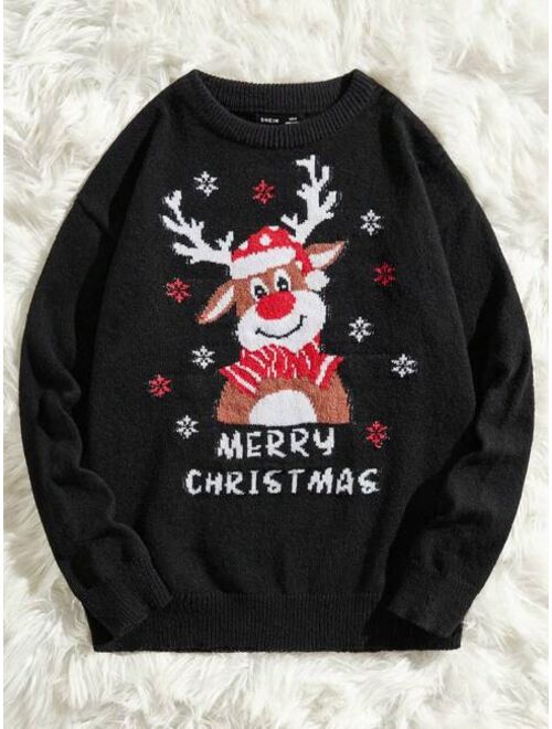 Manfinity Hypemode Men Christmas Pattern Drop Shoulder Sweater