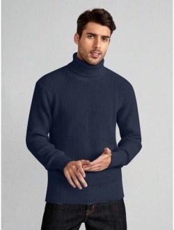 Manfinity Homme Men Turtleneck Ribbed Knit Sweater