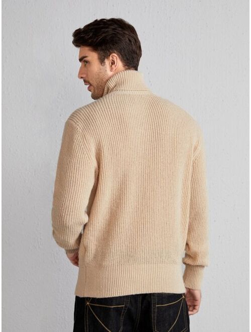 Manfinity Homme Men Turtleneck Ribbed Knit Sweater