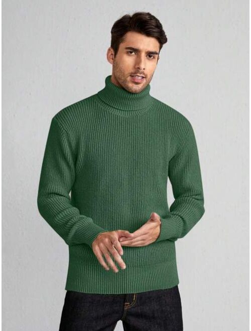 Manfinity Homme Men Turtleneck Ribbed Knit Sweater