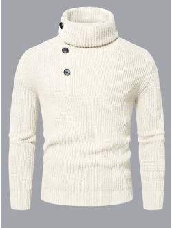 Manfinity Men Turtleneck Ribbed Knit Sweater