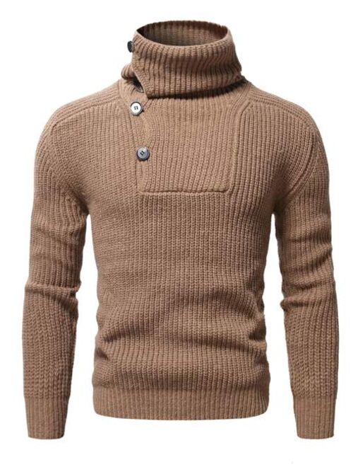 Manfinity Men Turtleneck Ribbed Knit Sweater