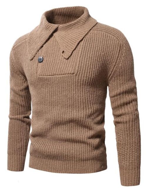 Manfinity Men Turtleneck Ribbed Knit Sweater