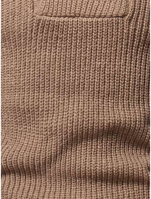 Manfinity Men Turtleneck Ribbed Knit Sweater