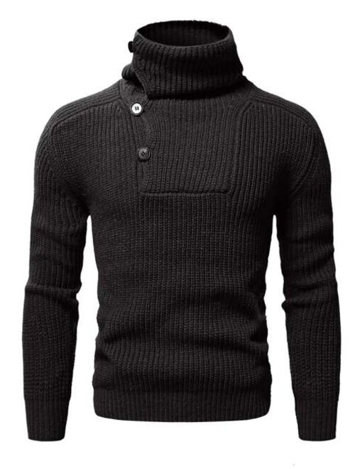 Manfinity Men Turtleneck Ribbed Knit Sweater