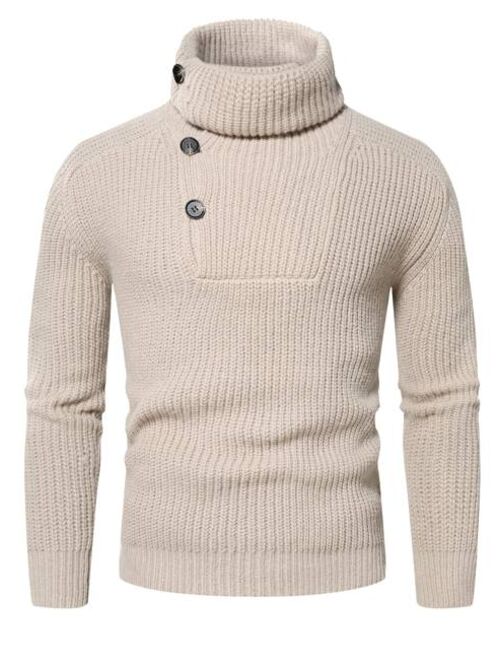 Manfinity Men Turtleneck Ribbed Knit Sweater