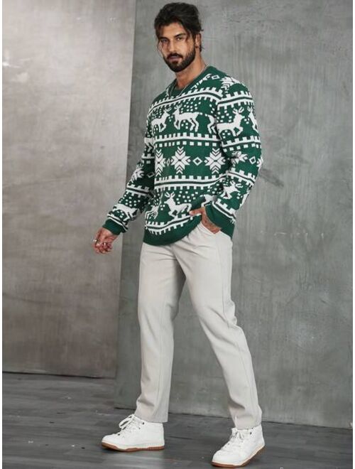 Manfinity Homme Men Christmas Pattern Sweater