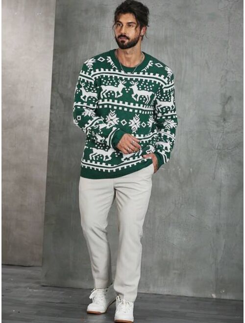 Manfinity Homme Men Christmas Pattern Sweater