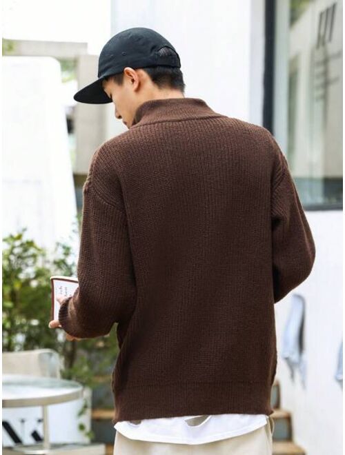 Manfinity Hypemode Men Cable Knit Quarter Zip Sweater