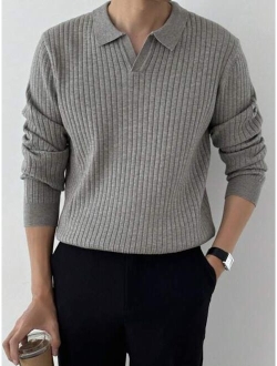 Men Solid Ribbed Knit Sweater