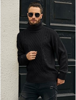 Manfinity Homme Men Turtleneck Cable Knit Sweater