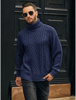 Manfinity Homme Men Turtleneck Cable Knit Sweater