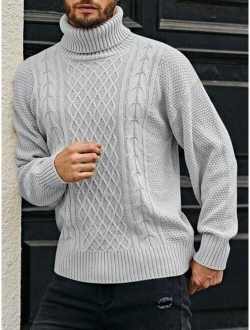 Manfinity Homme Men Turtleneck Cable Knit Sweater