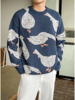 Manfinity Hypemode Men 1pc Duck Pattern Drop Shoulder Sweater