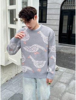 Manfinity Hypemode Men 1pc Duck Pattern Drop Shoulder Sweater