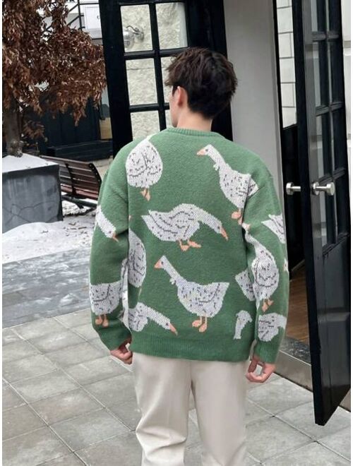 Manfinity Hypemode Men 1pc Duck Pattern Drop Shoulder Sweater