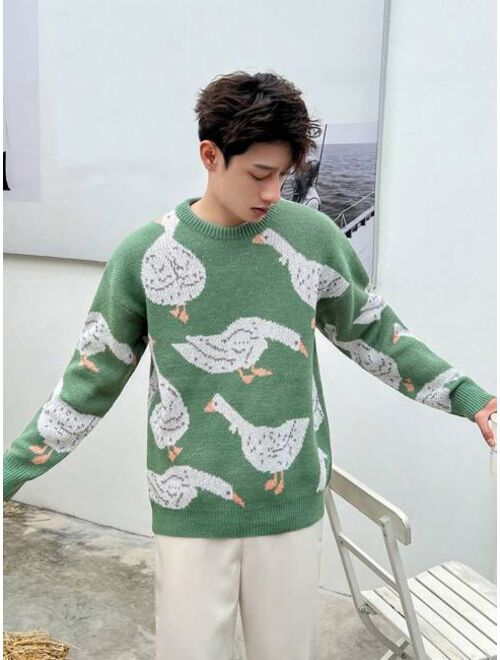 Manfinity Hypemode Men 1pc Duck Pattern Drop Shoulder Sweater