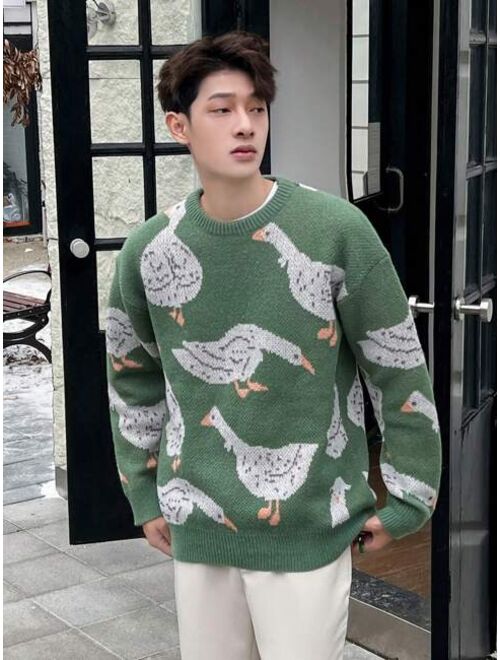 Manfinity Hypemode Men 1pc Duck Pattern Drop Shoulder Sweater