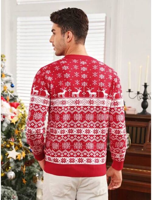 Manfinity Homme Men Christmas Pattern Sweater