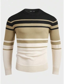 Manfinity Men Striped Pattern Colorblock Sweater