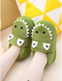 Shein Kids' House Slippers, Boys' And Girls' Cartoon Soft Plush Slippers, Autumn/winter, Warm, Anti-slip