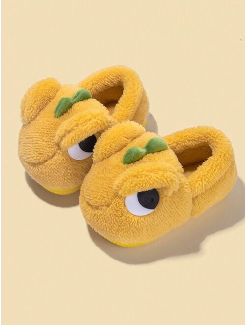 Shein Winter Kids' Cartoon Indoors Slippers With Heel, Toddler Boys' And Girls' House Slippers