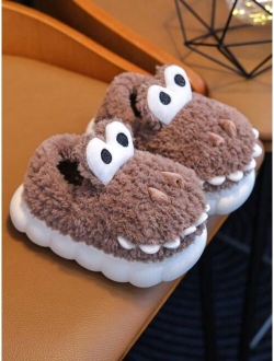 Shein Cute Boys' Cartoon Indoor Warm Slippers Anti-slip Winter, Kids' House Slippers