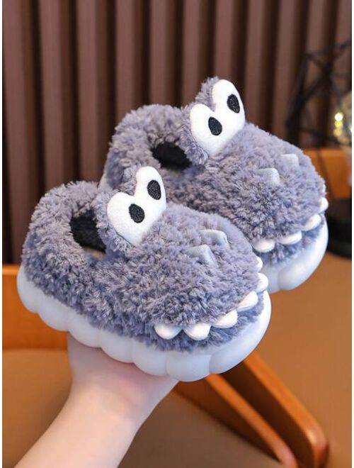 Shein Cute Boys' Cartoon Indoor Warm Slippers Anti-slip Winter, Kids' House Slippers