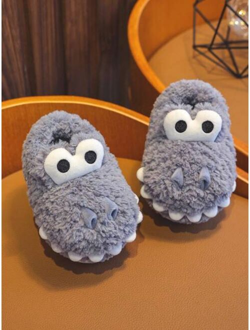 Shein Cute Boys' Cartoon Indoor Warm Slippers Anti-slip Winter, Kids' House Slippers