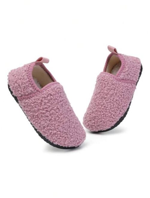 Shein Children's Anti-slip Outsole And Velvet Lining Warm Home Slippers