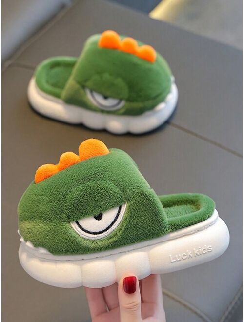 Shein Dinosaur Shaped Kids' Slippers, Boys' And Girls' Warm Anti-slip Indoor/outdoor Home Shoes