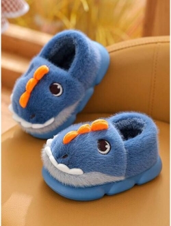 Shein Cute Dinosaur Pattern Boys' Indoor Warm Slippers With Anti-slip Soles, Fashionable Children's Slippers For Winter