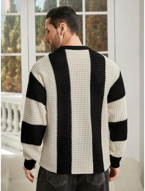 Men s Drop Shoulder Two tone Sweater