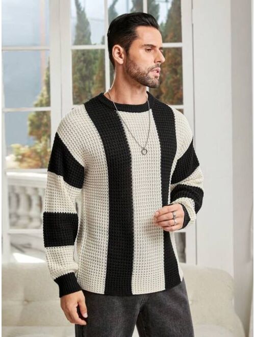 Men s Drop Shoulder Two tone Sweater