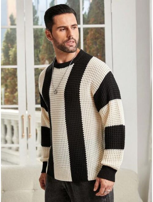 Men s Drop Shoulder Two tone Sweater