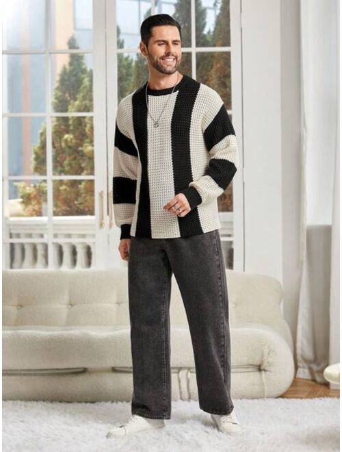 Men s Drop Shoulder Two tone Sweater