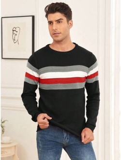 Men Striped Pattern Sweater