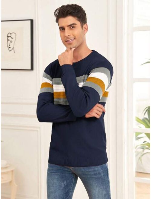 Men Striped Pattern Sweater