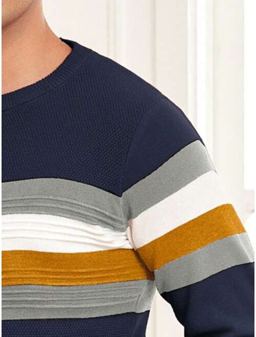 Men Striped Pattern Sweater