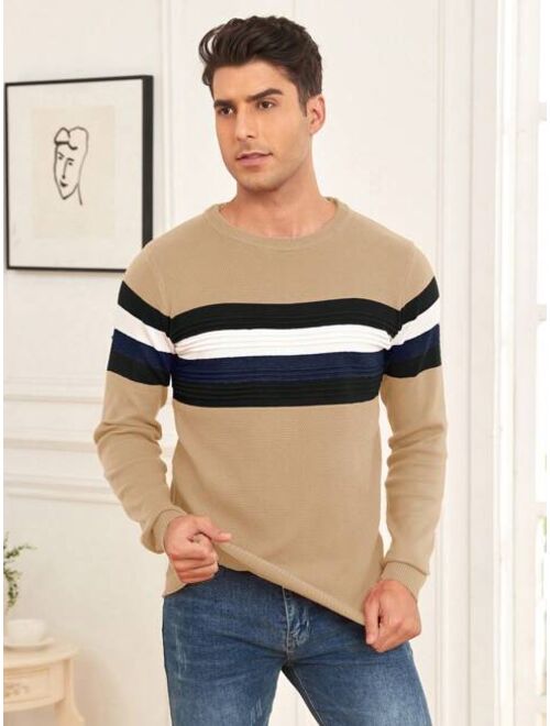 Men Striped Pattern Sweater