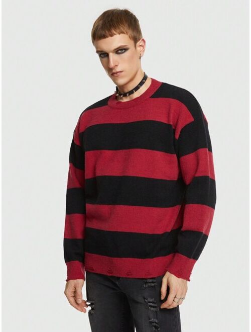 ROMWE Street Life Guys Two Tone Drop Shoulder Sweater