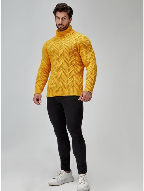 Manfinity Men Turtleneck Cable Knit Sweater