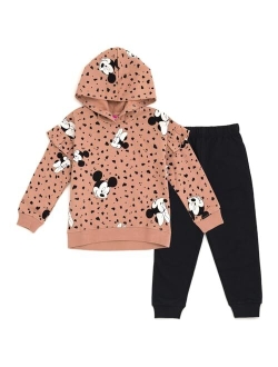 Mickey Mouse & Friends Minnie Mouse Girls Fleece Pullover Hoodie and Pants Outfit Set Toddler to Little Kid