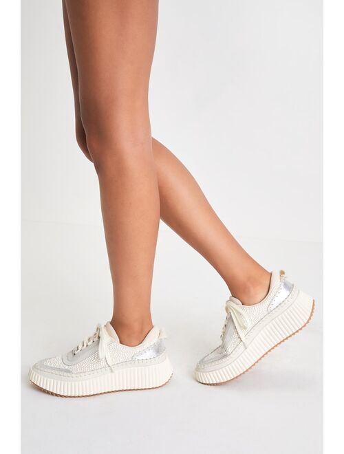 Dolce Vita Dolen Vanilla Pearl Suede Leather Platform Sneakers