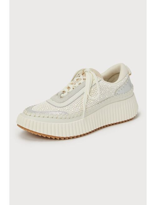 Dolce Vita Dolen Vanilla Pearl Suede Leather Platform Sneakers