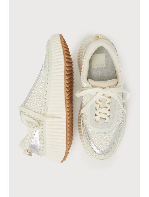 Dolce Vita Dolen Vanilla Pearl Suede Leather Platform Sneakers